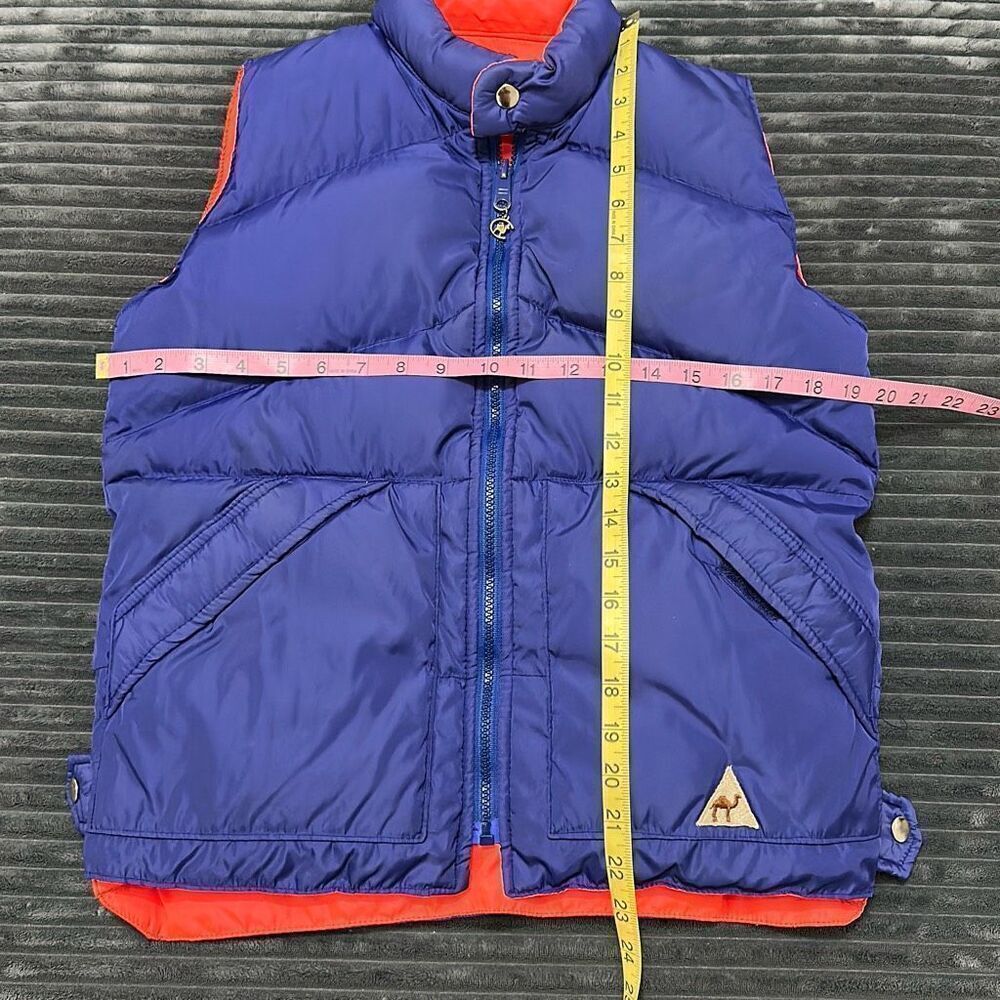 Camel Vinatge Down Reversible Blue/Orange Puffy Vest XS - Picture 4 of 9